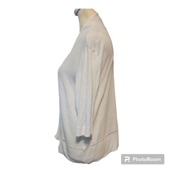 Jones New York White Cardigan with Knit Embellishments Women's Size Medium - Picture 4 of 7